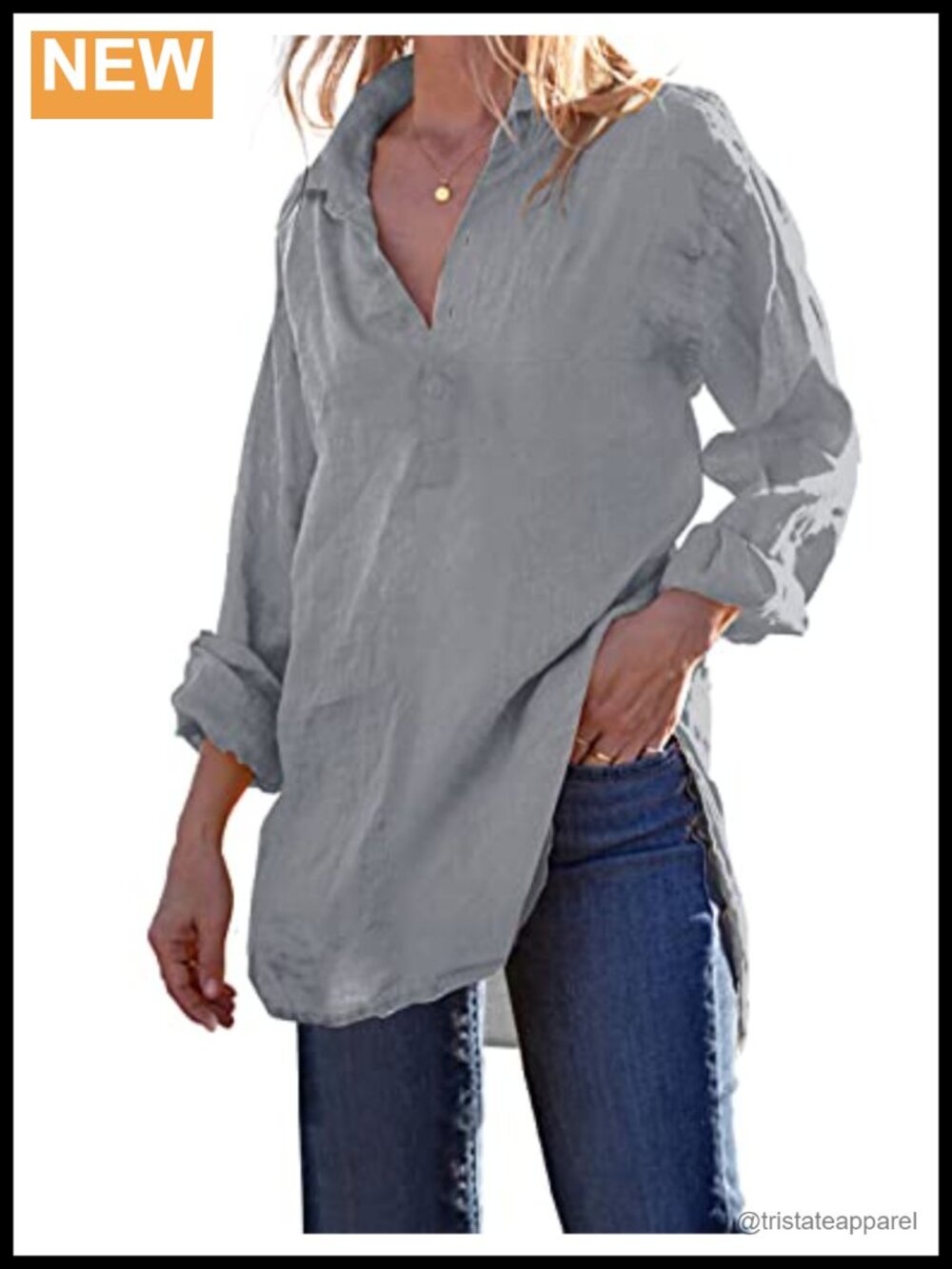 Women's Cotton Linen Oversized Button Down Long Sleeve Blouse Tunic Shirt